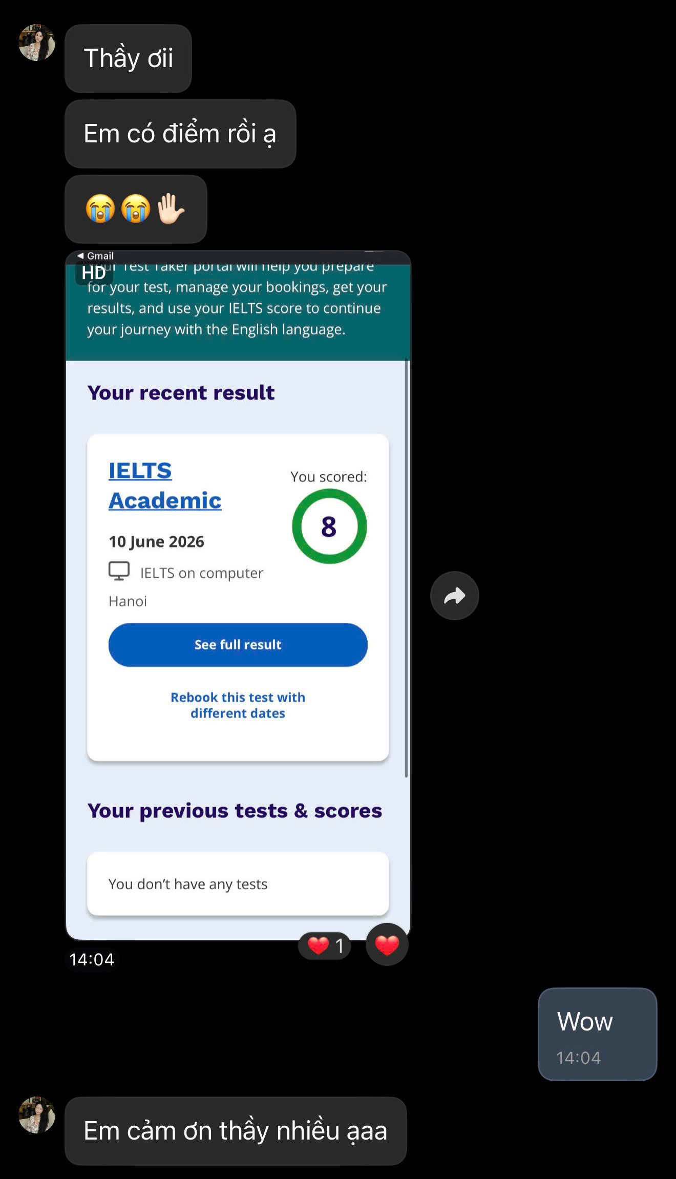 Học viên V-IELTS: 5.0 → 8.0